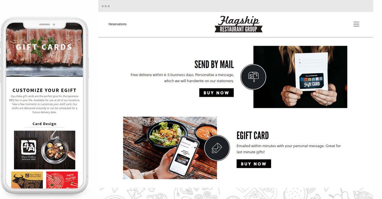 Gift Card Examples on Mobile and Desktop